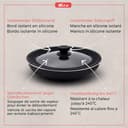 Set of 3 universal glass lids, 3-piece, pots and pans 16/18/20 cm & 24/26/28 cm & 28/30/32 cm, with outlet valve and silicone rim. (black) - 6