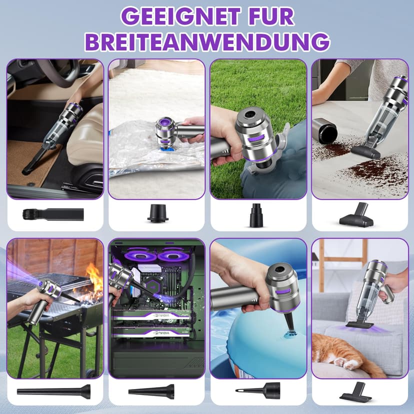 Micisty Aspirateur Voiture 4 en 1 Puissant 28000 PA Aspirateur à Main sans Fil 3 Vitesses 240 000 TR/Min pour Voiture, Cuisine, PC, canapé, Bureau, Maison et Nettoyage des Poils d'animaux - 5