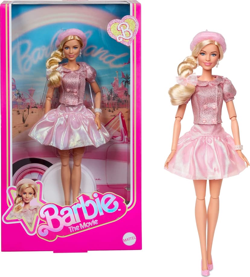 Barbie Le Film Poupée à Collectionner inspirée du Film avec Margot Robbie, avec Une Tenue composée d’Un Chemisier et d’Un Tutu Roses, Une Coiffure emblématique et des Bijoux Assortis, JBJ53 - 1