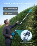 SEESII Telescopic Hedge Trimmer Battery 20 Inches, Lightweight 3.9 kg for Elderly and Women, 4.4 m Reach, 600 W Motor with 2 x 4.0Ah Batteries, Adjustable Head 135°, Electric Hedge Trimmer for High - 7