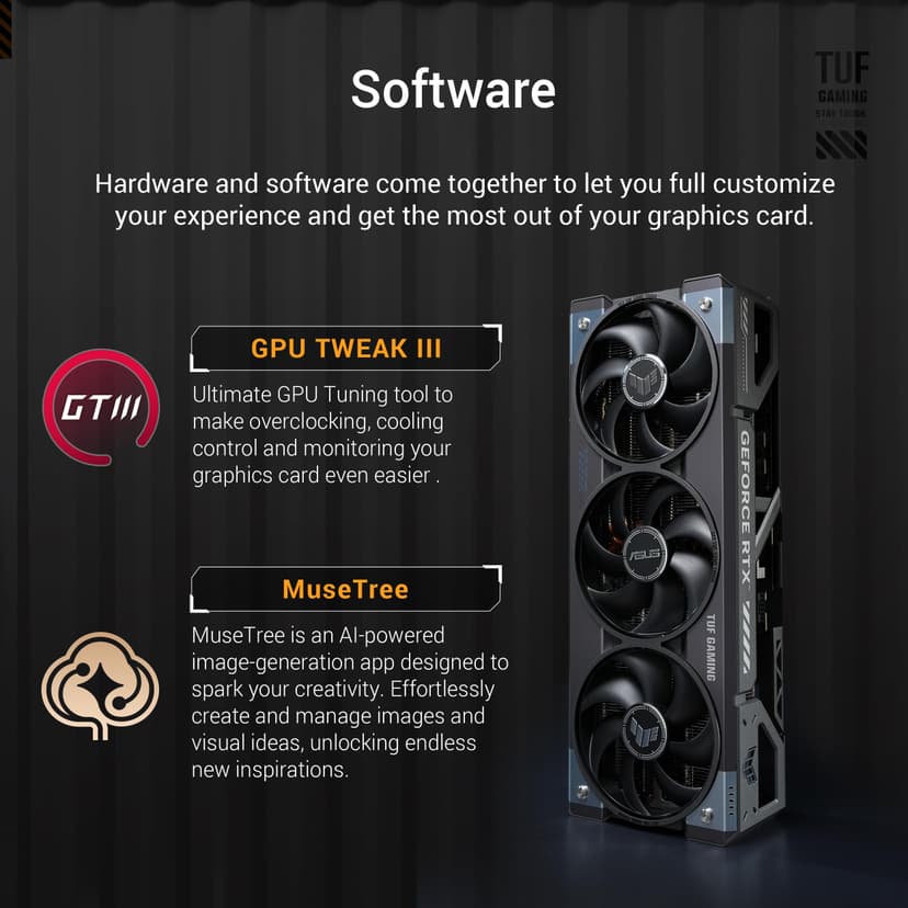 ASUS TUF Gaming GeForce RTX 5080 16GB GDDR7 OC Edition Gaming Graphics Card (PCIe 5.0, HDMI/DP 2.1, 3.6-slot, military-grade components, protective PCB coating, axial-tech fans, vapor chamber) - 6