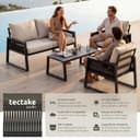 tectake® Ensemble Salon de Jardin Exterieur 4 Personnes en Aluminium Canapé 2 Places 2 Fauteuil Salon et 1 Table de Jardin, Coussins Inclus, Mobilier Amenagement Balcon Terrasse Veranda - 2