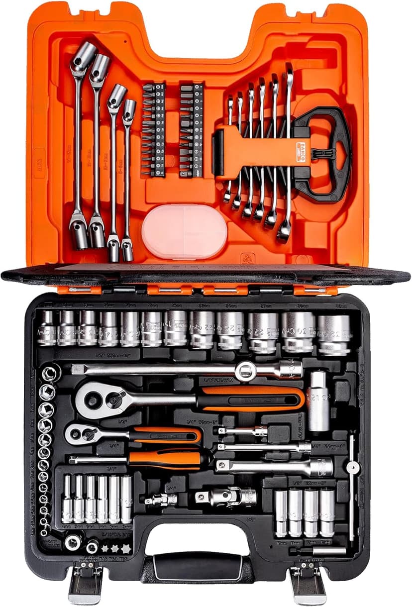 Bahco S910 S910 Socket Set 92-Piece 1/4-Inch And 1/2-Inch Drive - 1