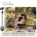 tectake® Fauteuil Oeuf Suspendu Chaise hamac Balancoire Cocooning Confortable Pliable Résistant, Fauteuil Relax avec Structure en Acier & Coussin Épais - 4