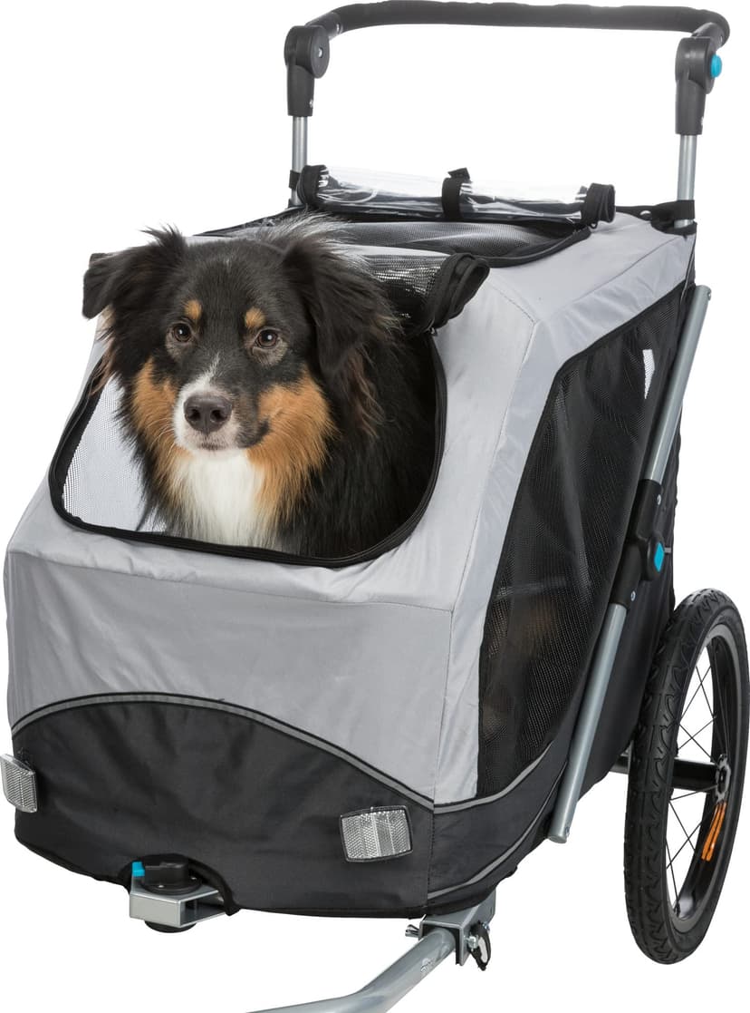 TRIXIE dog trailer for bicycles 18.1 × 19.7 × 26.4 inches up to 48.5 lbs – reflective dog bike trailer with practical quick-fold function – with integrated cushion and leash, 12796 - 2