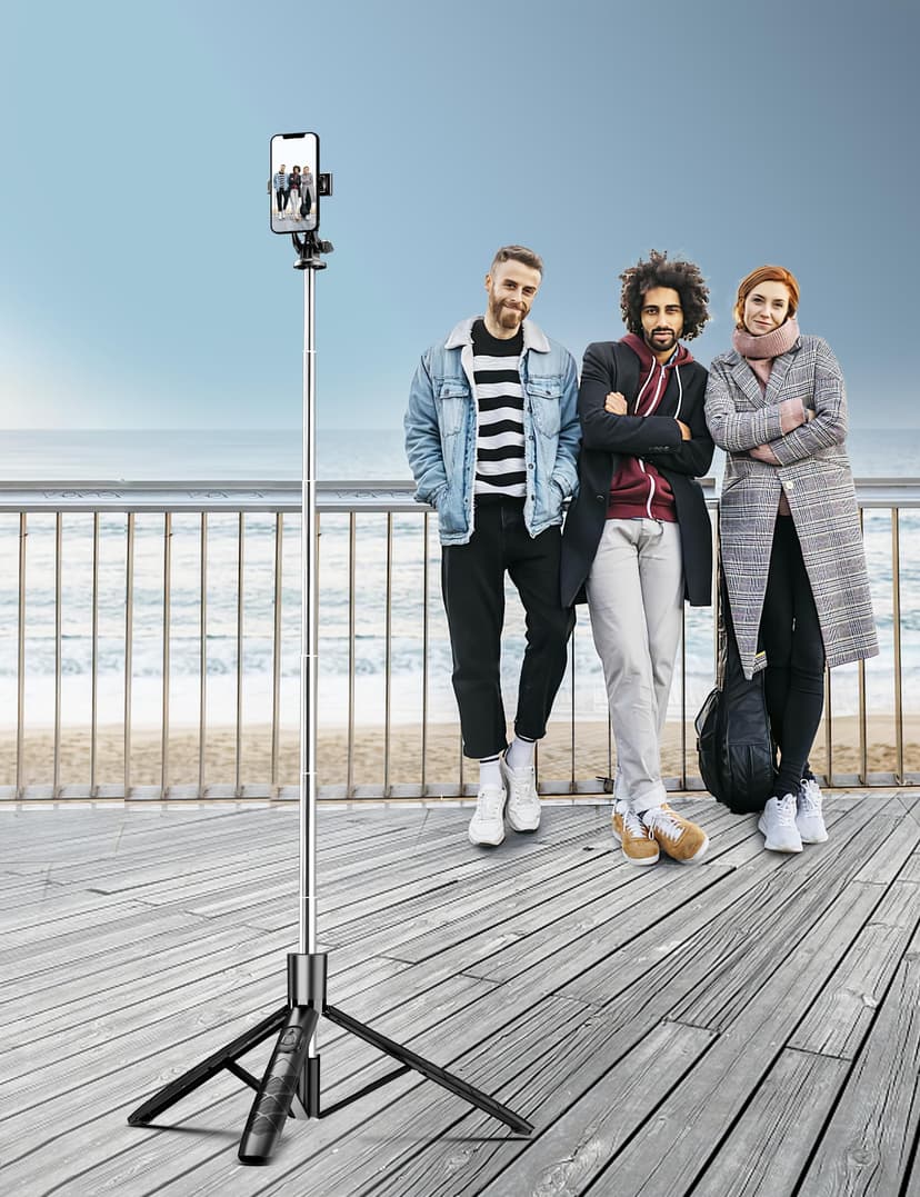 163.5CM Perche à Selfie, Trépied Smartphone, Extensible Selfie Stick Trépied de Téléphone avec Télécommandeet Support pour Téléphone Portable Compatible avec iPhone/Samsung/GoPro/Camera - 9