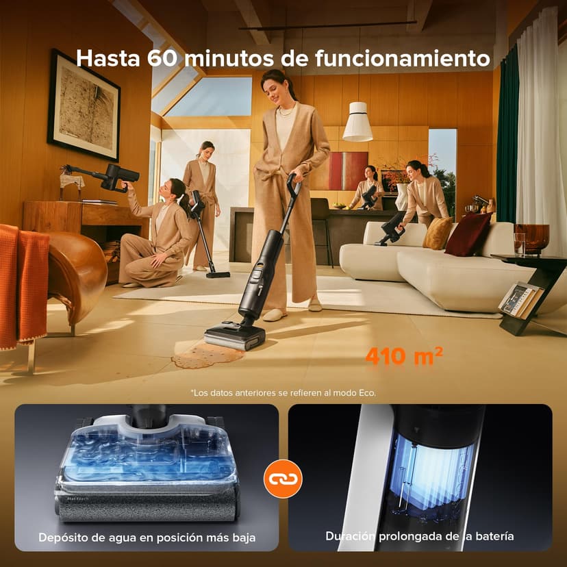 roborock F25 Combo Aspirateur Laveur, aspirateur sans Fil 5-en-1 Autonettoyage à Haute température de 90 °C et Aspiration 20 000 Pa pour Un Nettoyage Profond,inclinable à 180° Nettoyage Deux Bords - 7