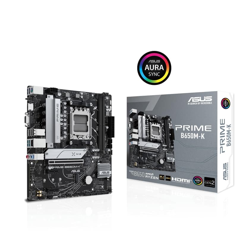 Asus PRIME B650M-K, AMD B650, AM5, Micro ATX, 2 DDR5, VGA, HDMI, 2.5G LAN, PCIe4, 2x M.2 - 8