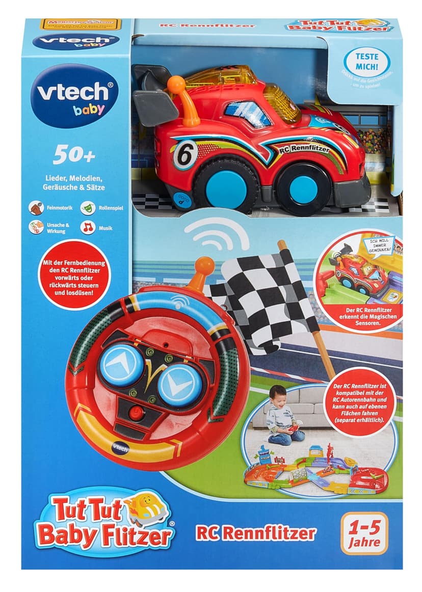 Vtech Baby TUT TUT Baby Speedster - RC Racing Speedster - Remote Controlled Toy Car with Light and Action Buttons, Music, Exciting Phrases and Sounds - For Children Aged 1-5 Years - 5