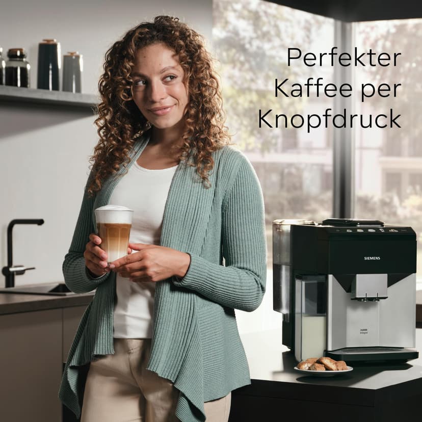 Siemens Fully Automatic Coffee Machine, EQ500 Integral, 10 Specialities, 2 Cups Simultaneously, Water Tank 1.9 L, Includes Brita Water Filter, Daylight Silver/Piano Lacquer Black - 6