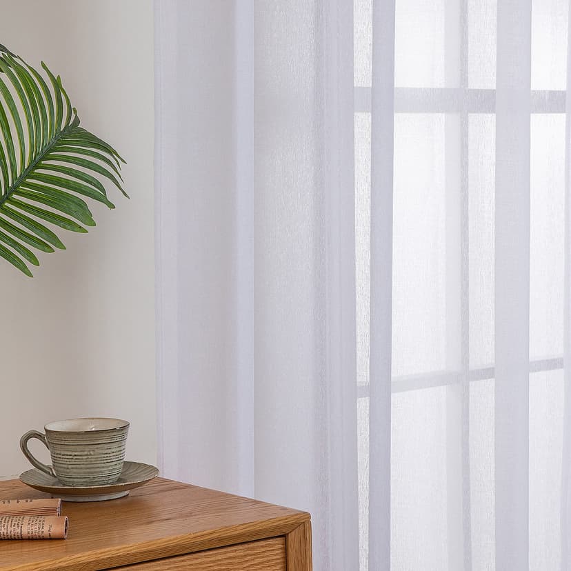 MIULEE 2 Panels Sheer Window Curtains Elegant Window Voile Panels/Drapes/Treatment for Bedroom Living Room 55" Wx96 L Grommet Top White - 6