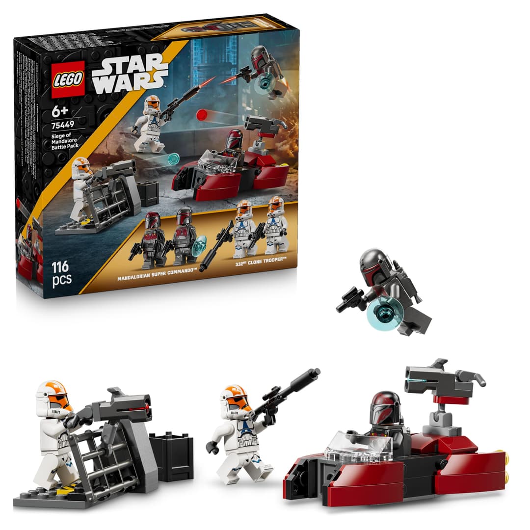 LEGO Star Wars 75449 Siege of Mandalore Battle Pack - Action Toy w/ 2 Mandalorian & 2 Clone Trooper Minifigures plus a Speeder Bike and Blasters - Gift for 6+ Year Old Boys & Fans