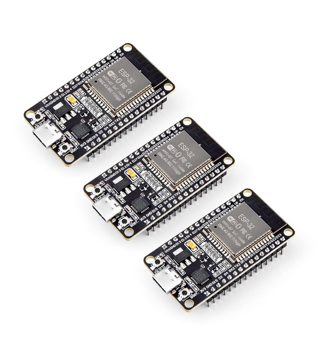 ELEGOO ESP-32 Development Board 3PCS USB C, 2.4GHz Dual Mode WiFi+Bluetooth Dual Core Microcontroller for Arduino IDE, Support MicroPython, NodeMCU, AP/STA/AP+STA, CP2102 Chip
