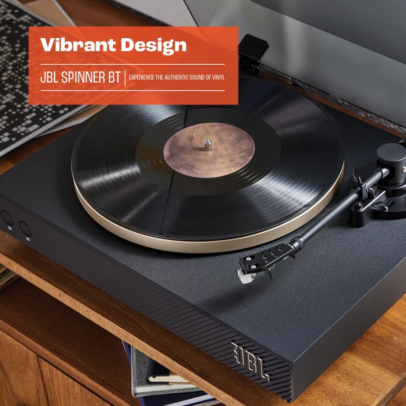 JBL Spinner Bluetooth AptX-HD Record and Vinyl Player for Speakers and Headphones - Black/Gold - JBLSPINNERBTGLDEU - 6