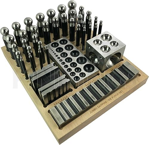 Jewellers Tools 40 pc Jumbo Dapping Block and Punch Set with Steel Grooving/Forming Block, 36 Dapping Punches, 2.5 x 2.5" Steel Cube