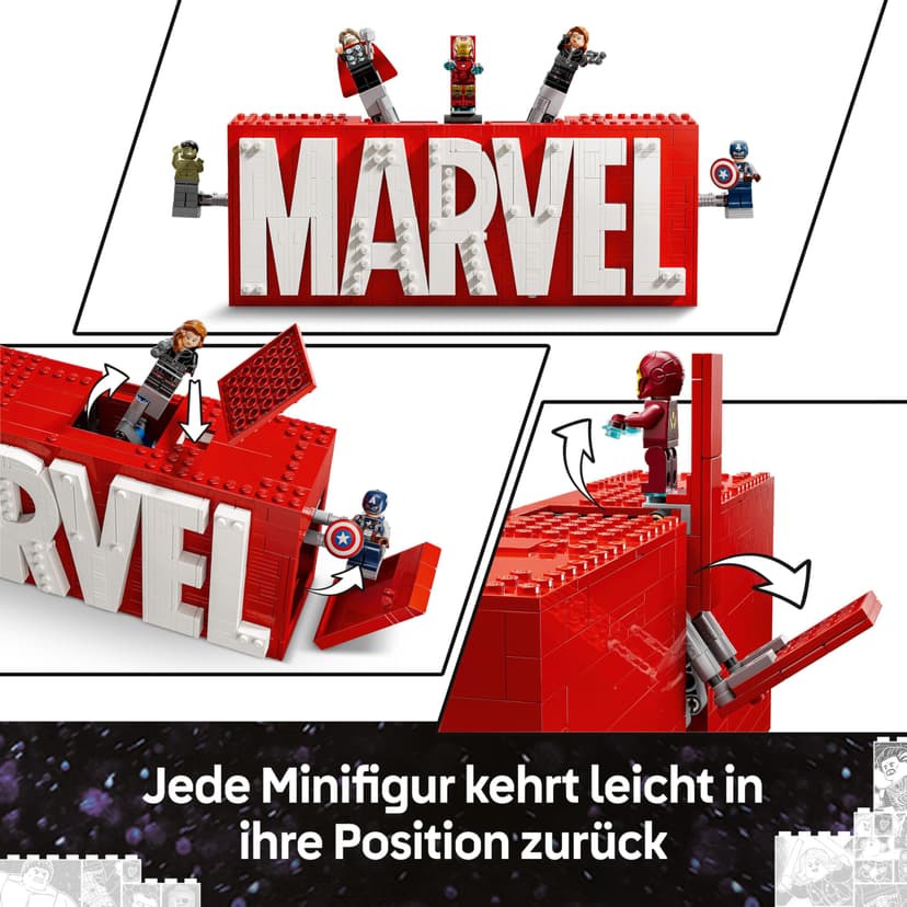 LEGO Marvel: MARVEL Logo & Minifigures - Super-Hero Building Toy with 5 Characters incl. Iron Man, Thor, Black Widow & Hulk - Avengers Gift for 12+ Year Old Boys, Girls & Teens 76313 - 5