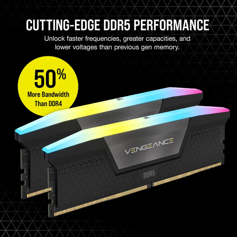 CORSAIR VENGEANCE RGB DDR5 32GB (2x16GB) DDR5 6000MHz CL30 AMD EXPO Intel XMP iCUE Compatible Computer Memory – Gray (CMH32GX5M2B6000Z30K) - 2