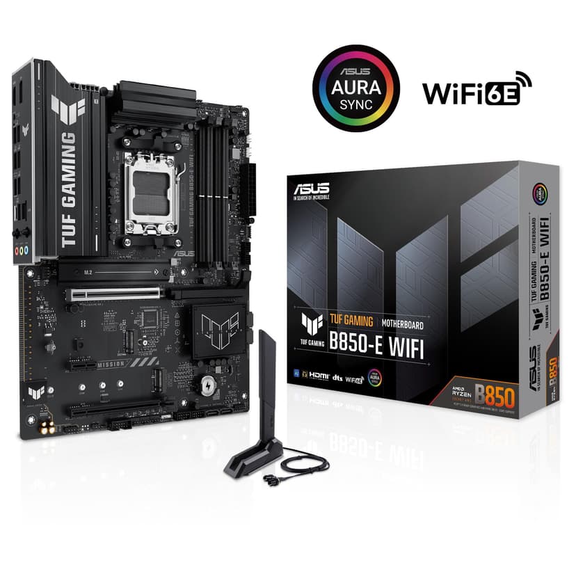 ASUS TUF Gaming B850-E WiFi, AMD ATX Motherboard, 8+2+1 Power Stages, DDR5 Slot, PCIe 5.0 Ready, 3 M.2 Slots, WiFi 6E, Ethernet Realtek 2.5Gb, USB-C 20Gbps, BIOS Flashback and Aura Sync - 2