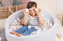Misioo Smart Ball Pool for Children's Room – 200 Balls – Toy – Machine Washable, Oeko-Tex Certified – 90 x 30 cm, Light Grey – Blue/Yellow/Light Blue - 7
