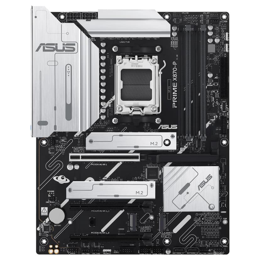 ASUS PRIME X870-P AMD ATX motherboard, 14-2-1(80A) power stages, PCIe 5.0 x16 slot with full support for next-gen graphics cards, four M.2 slots, DDR5 slots, PCIe Slot Q-Release - 3