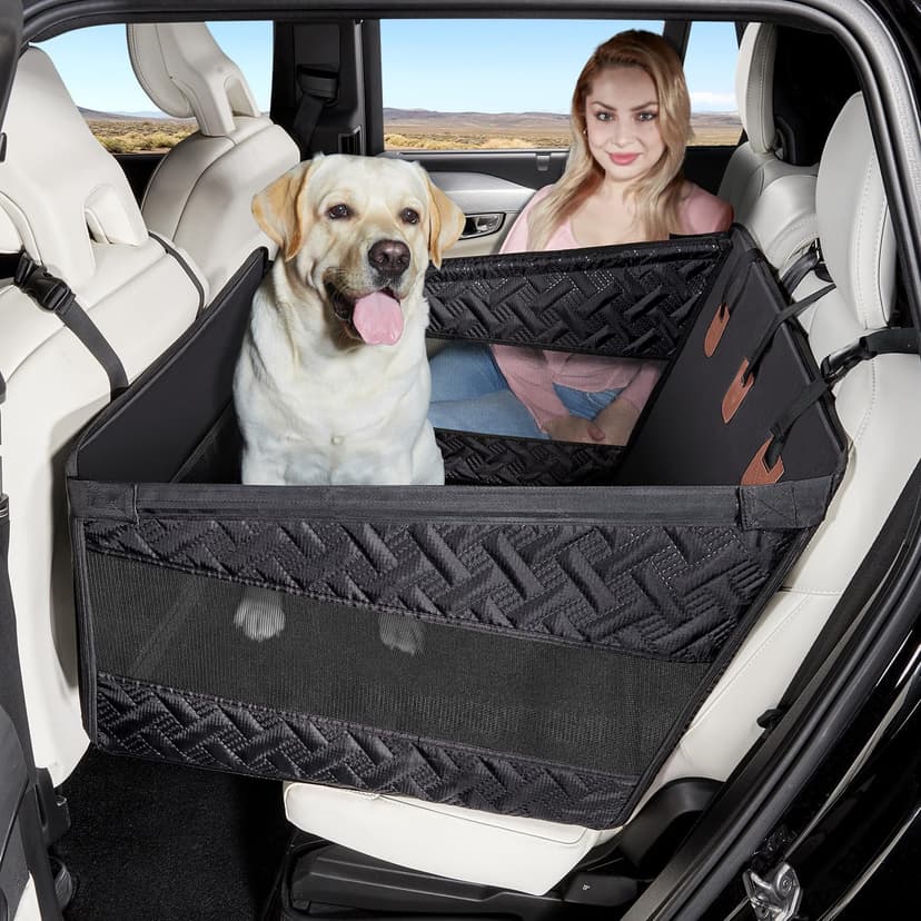 GGW Siège arrière de Voiture pour Chiens de Taille Moyenne et Grande - Siège de sécurité avec Sangle de Fixation - Antidérapant et imperméable - Idéal comme lit pour Voiture, SUV - 1
