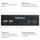 MZHOU USB 3.2 GEN2 Front Panel Expansion Card, 10 Gbit/s Type-C, 4 USB Ports (5Gbps 480Mbps), HD Audio,for 5.25-Inch Optical Drive Panel Bay - 4