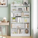 Hzuaneri Bookcase Bookcase with 6 Compartments Storage Shelf Standing Shelf for Living Room Office Bedroom 24 x 100 x 170 cm White BC64403X - 3
