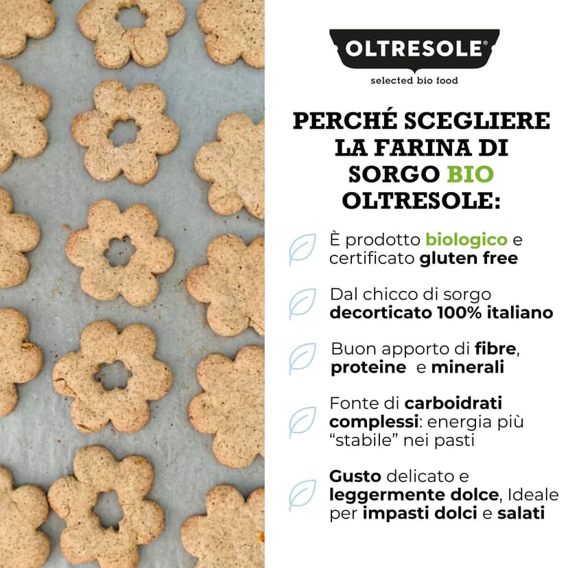 Oltresole, Italian Organic Sorghum Flour 1 Kg, Gluten Free Flour, No GMO, 100% Made in Italy, Ideal for Coeliacs, Breads, Sweets and Pasta, Rich in Fiber and Protein - 6