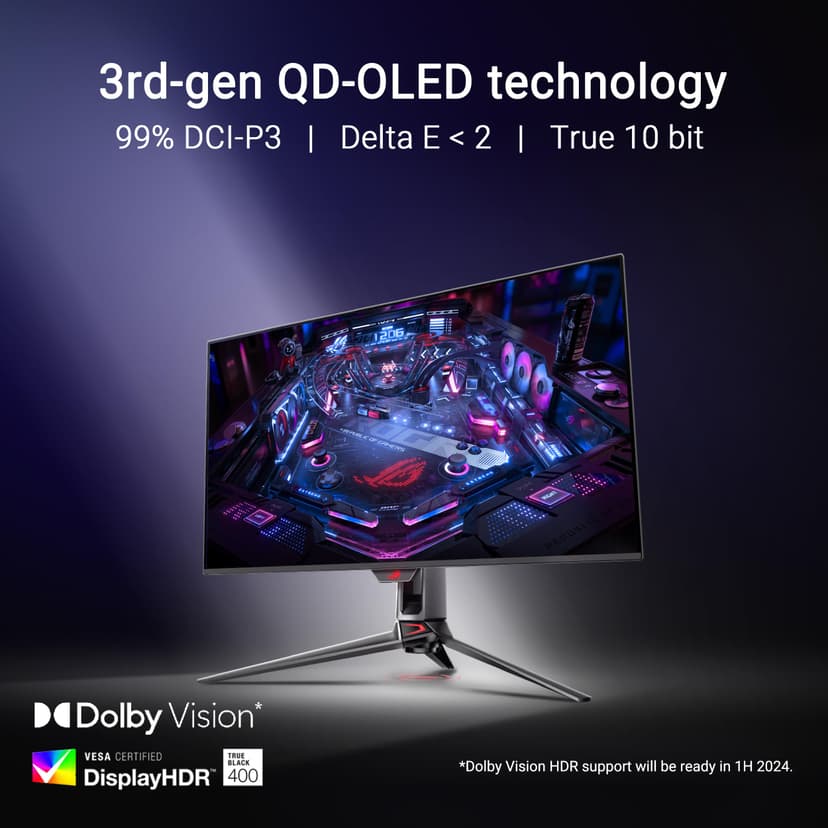 ASUS Moniteur Gaming ROG Swift OLED PG32UCDM ― 32 Pouces, Dalle QD-OLED 4K (3840 x 2160), 240 Hz, 0,03 ms (GTG), Compatible G-Sync®, dissipateur Thermique personnalisé, 99% DCI-P3, 90 W Type-C® - 3