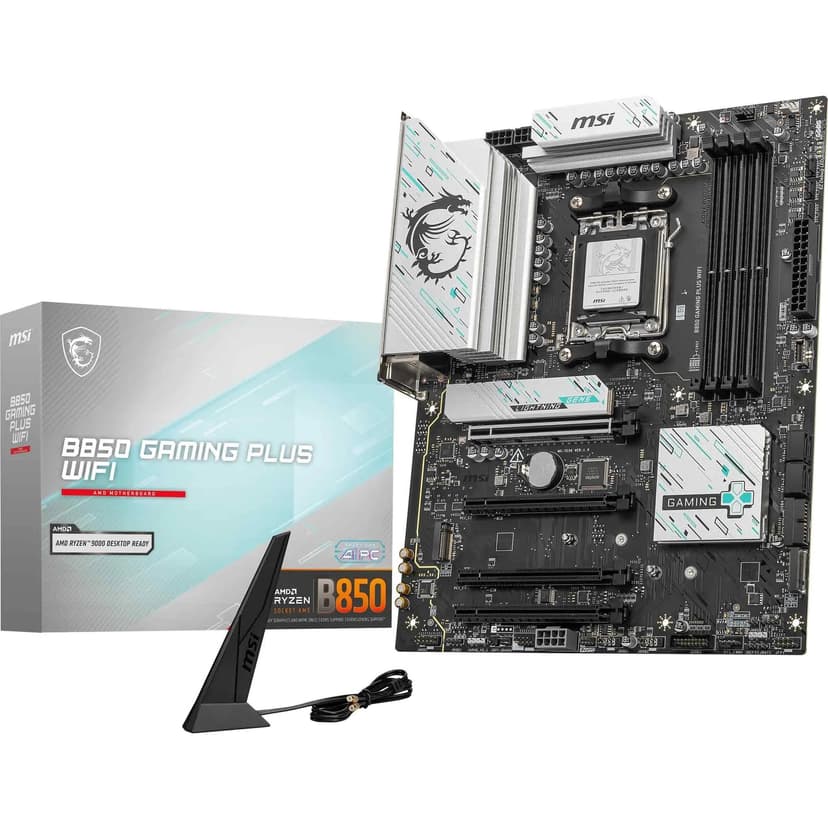 MSI B850 GAMING PLUS WIFI Motherboard, ATX - Supports AMD Ryzen 9000/8000 / 7000 Processors, AM5 - DDR5 Memory Boost 8200+ MT/s (OC), PCIe 5.0 x16 & 4.0 x16, M.2 Gen5, Wi-Fi 7, 5G LAN - 1