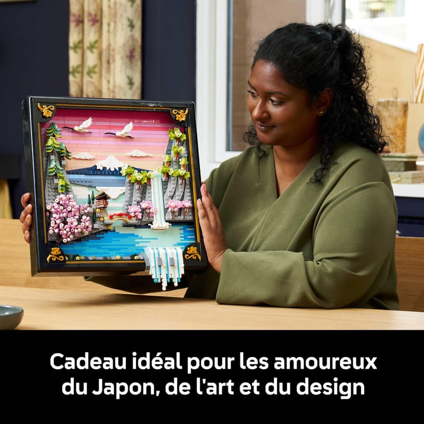 LEGO Art Japanese Cherry Blossom Landscape - DIY Miniature Model Kit for Adults - 3D Wall Art in Shadow Box Frame w/Mount Fuji, Sakura & Textured Waterfall - Gift Idea - 31218 - 8