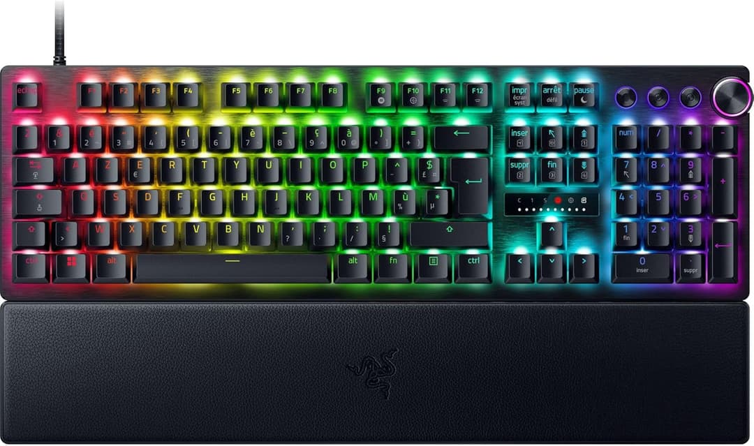Razer Huntsman V3 Pro (Analog Switch) - Optical Gamer Keyboard (Quick Release, Analog Switch Adjustable from 0.1 to 4.0mm, PBT Doubleshot Keys) AZERTY Keyboard | Black
