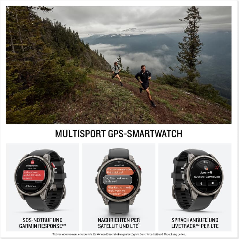 Garmin fēnix 8 Pro, 47mm LTE Premium multisport GPS smartwatch,AMOLED touch Screen,built in inReach technology, advanced health & training features,LED flashlight, up to 15 days battery life,Graphite - 2