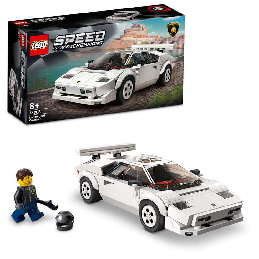 LEGO Speed Champions Lamborghini Countach, Race Car Toy Model Replica, Collectible Building Set with Racing Driver Minifigure 76908 - 1