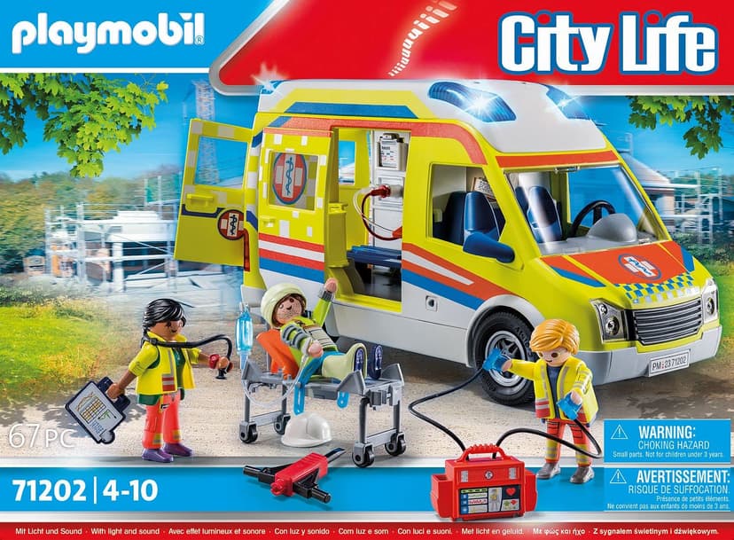 Playmobil 71202 City Life Ambulance with Lights and Sound, toy playset suitable for ages 4+ - 5