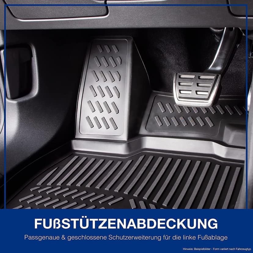ELMASLINE Tapis en caoutchouc 3D pour Ford Ranger 2 (2022-2025) | Accessoires de tapis de sol | Bord extra haut de 5 cm | 2ème rangée ne convient pas à la cabine supplémentaire !! - 6