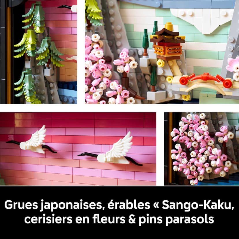 LEGO Art Japanese Cherry Blossom Landscape - DIY Miniature Model Kit for Adults - 3D Wall Art in Shadow Box Frame w/Mount Fuji, Sakura & Textured Waterfall - Gift Idea - 31218 - 5