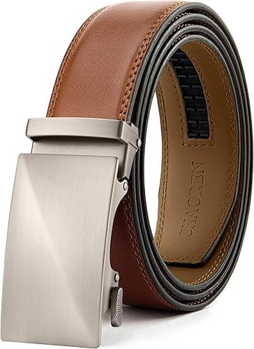 CHAOREN Men's Leather Belt - Automatic Belt Men's Leather 35 mm for Suit and Leisure - Micro-Adjustable Belt Fits Anywhere, black / brown, 32-38W