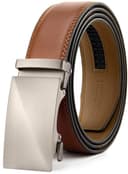 CHAOREN Men's Leather Belt - Automatic Belt Men's Leather 35 mm for Suit and Leisure - Micro-Adjustable Belt Fits Anywhere, black / brown, 32-38W - 1