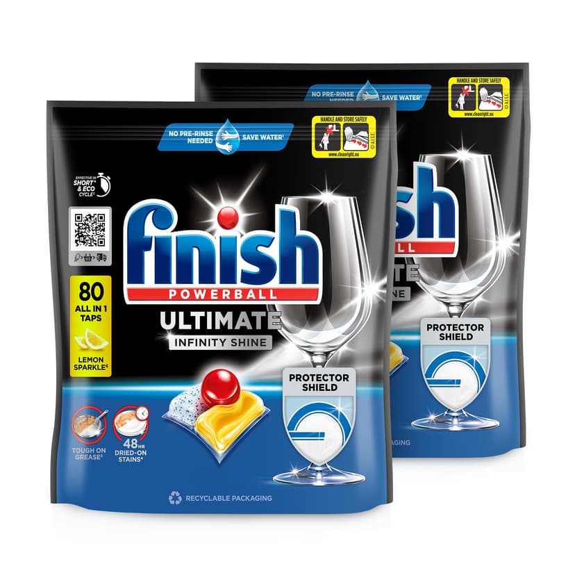Finish Ultimate Infinity Shine Pastilles Lave-Vaisselle Citron, Imbattable contre les taches tenaces, 160 capsules - 2