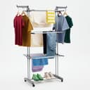 Amazon Basics Clothes Airer, 4-Tier Adjustable Drying Rack with 6 Foldable Wings, 126cm x 64cm x 173cm for Indoor Laundry, Silver - 1