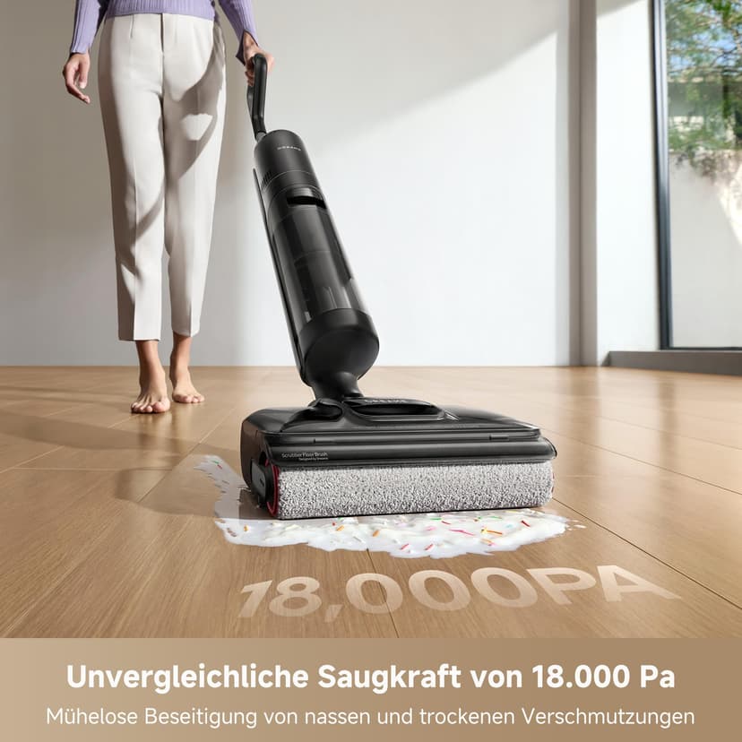 dreame H12 Pro FlexReach Aspirateur Laveur, portée à Plat à 180°, séchage 5 Min, Aspiration 18 000 Pa, Lavage à Chaud à 90 °C, Nettoyage Deux Bords, 50 Minutes de Nettoyage - 5