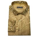 Barry.Wang Men Dress Shirt Silk Luxury Paisley Floral Long Sleeve Big and Tall Wedding Party Casual Business Formal Shirts Gold S-3XL - 3