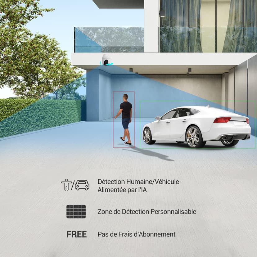 EZVIZ C8c 4MP Caméra Surveillance WiFi Extérieure à 360° avec Suivi Auto-Zoom, Détection de Forme Humaine/Véhicule, Vision Nocturne en Couleur, Audio Bidirectionnel, IP65 Etanche, Défense Active - 4