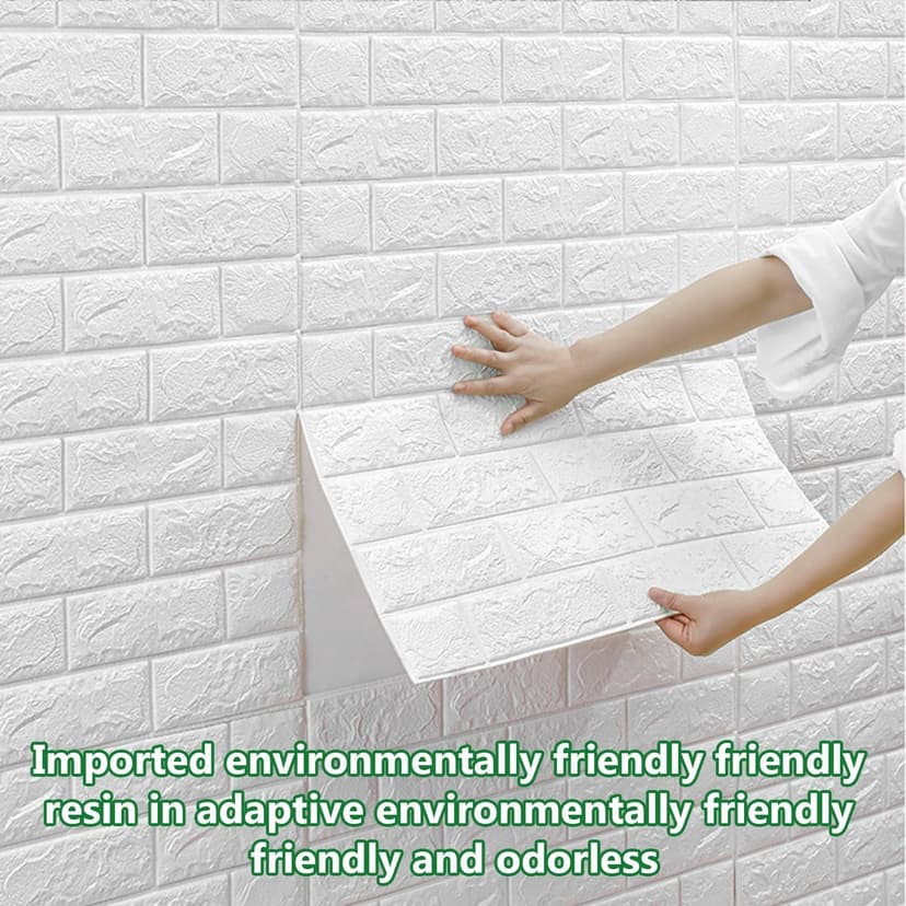 Pack of 40 3D Wall Panels, Stone Look, Self-Adhesive, 35 × 38 cm Plastic Panel Wall Cladding, Waterproof PVC Brick Wallpaper for Indoor, Outdoor, Business Premises (40) (40) - 4