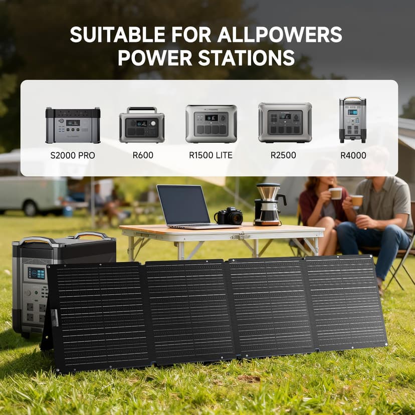 ALLPOWERS SE200 200W Portable Solar Panel for S2000 PRO R600 R1500 LITE R2500 V2 R4000 Power Station, Foldable Monocrystalline Solar Cell Solar Charger Solar Kit for RV Van Outdoor Off-Grid - 3