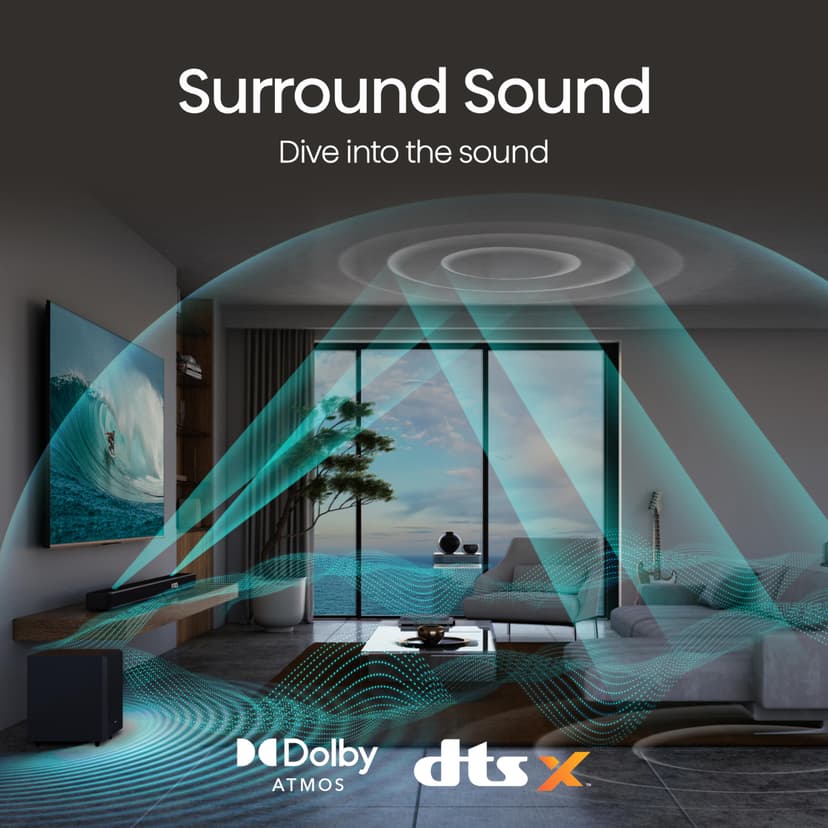 Hisense AX5125H 5.1.2 Channel 500W Dolby Atmos Soundbar with Wireless Subwoofer& Up Firing Speakers& Turly Wireless Rear Speakers - 8