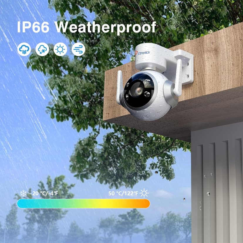 Ctronics 4PCS Outdoor WiFi Surveillance Camera Kit, IP Camera Home Surveillance with Auto Human Detection Tracking, 30M Colorful Night Vision, Two-Way Audio, 3 Mounting Methods - 4