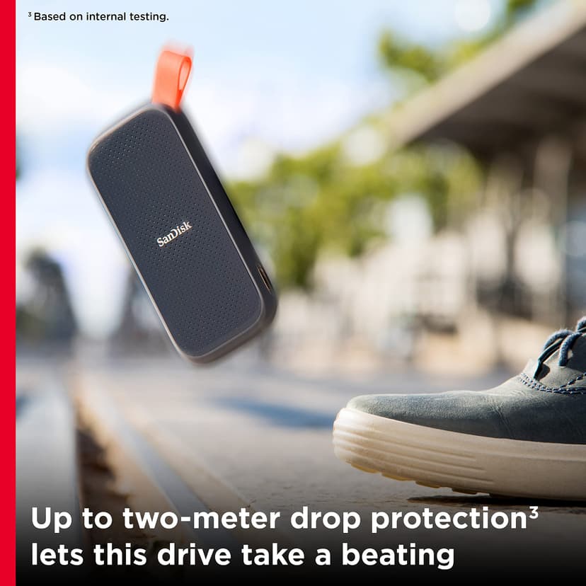 SANDISK Portable SSD 1TB (Read speeds up to 800 MB/s, USB 3.2 Gen 2, USB-C, NVMe Solid State Performance, Updated firmware, fastening loop made of durable rubber) Black - 5
