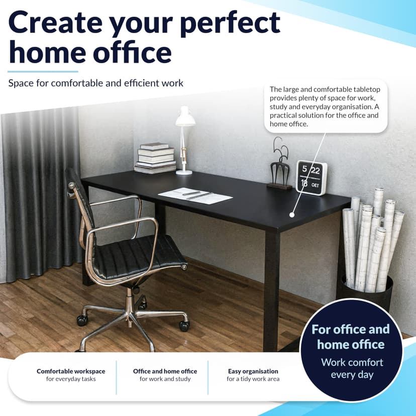 POKAR Table Top 140x80 cm | Desk Top 25 mm Thick | Perfect for Height Adjustable Standing Desk or Dining Table DIY | Durable Laminated Table Top | Made in Europe | Gold Craft Oak - 4
